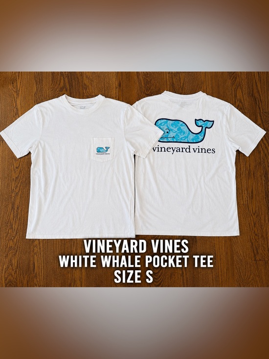 Vineyard Vines Other - Vineyard Vines White Pocket T-Shirt Blue Whale Graphic Logo Tee Size Small